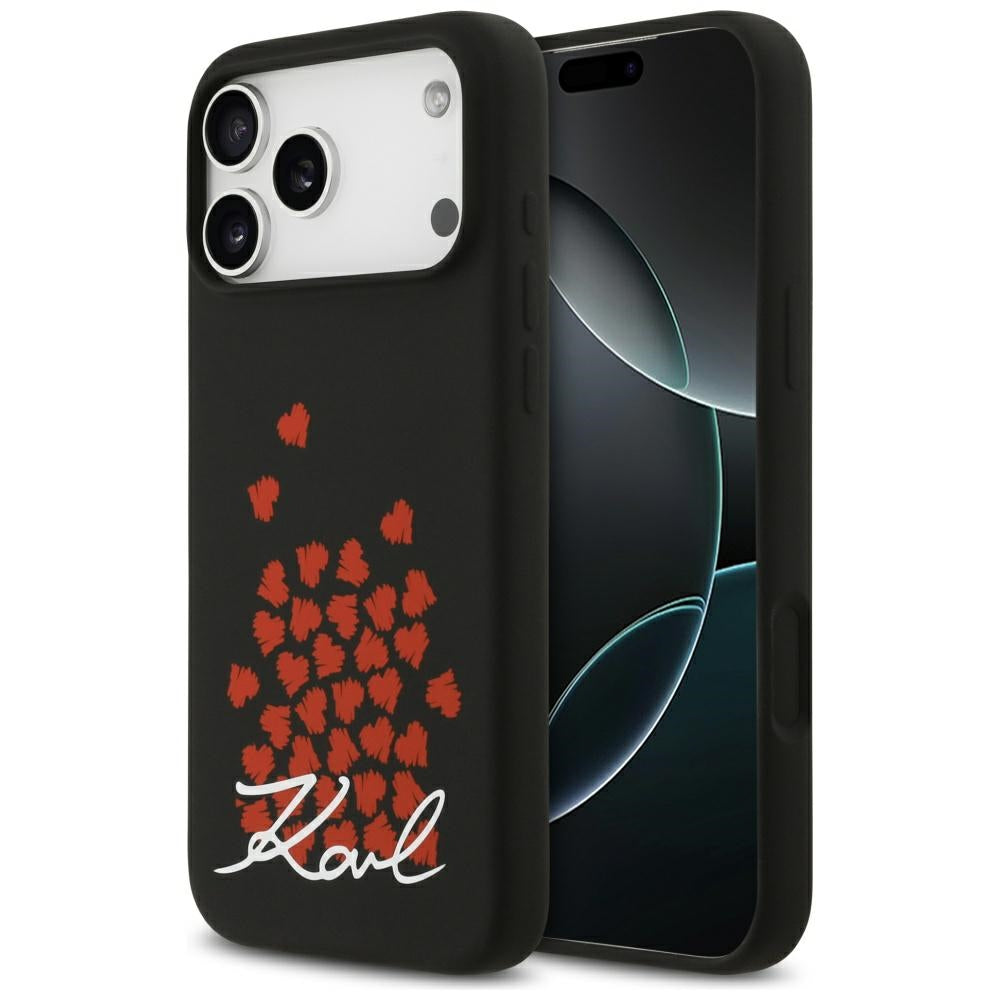 MagSafe-deksel for Apple iPhone 17 Pro Max, Karl Lagerfeld, Heart Sign Logo, Svart