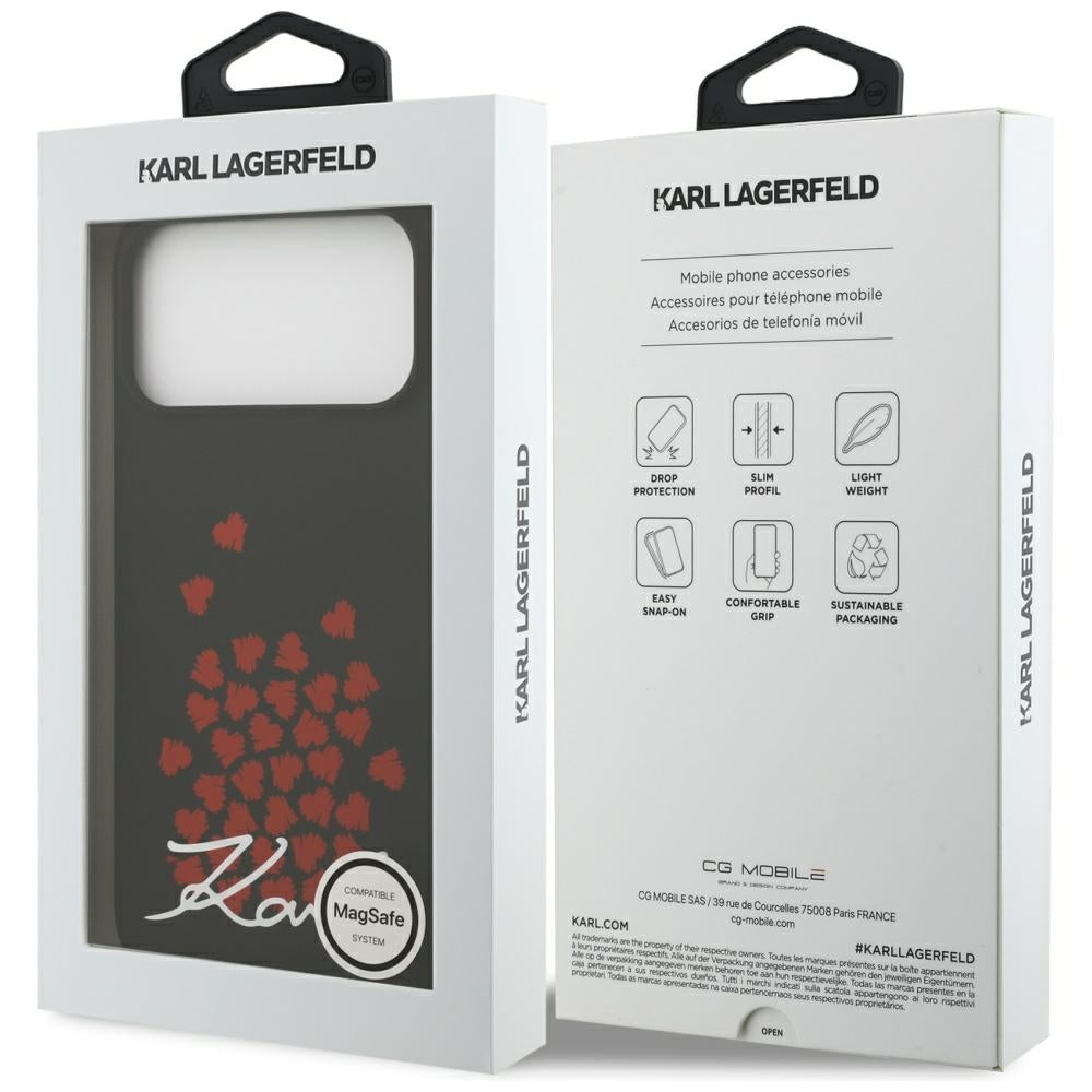 MagSafe-deksel for Apple iPhone 17 Pro Max, Karl Lagerfeld, Heart Sign Logo, Svart