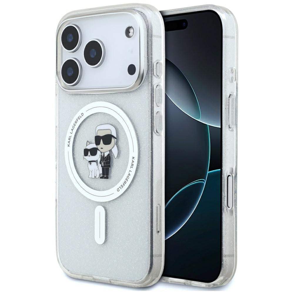 MagSafe-deksel for Apple iPhone 17 Pro Max, Karl Lagerfeld, IML Glitter Karl & Choupette, Gjennomsiktig