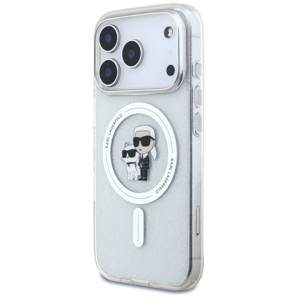 MagSafe-deksel for Apple iPhone 17 Pro Max, Karl Lagerfeld, IML Glitter Karl & Choupette, Gjennomsiktig