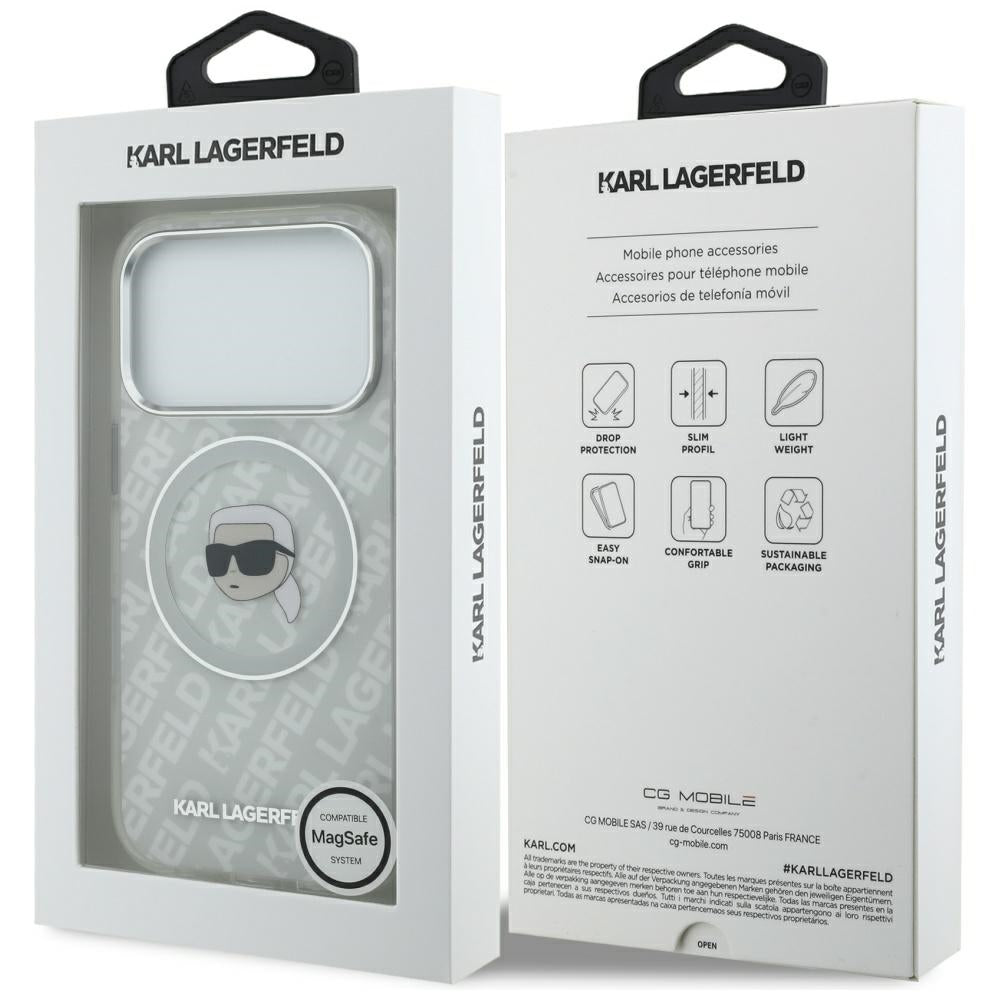 MagSafe-deksel for Apple iPhone 17 Pro Max, Karl Lagerfeld, IML Karl`s Head, Grå