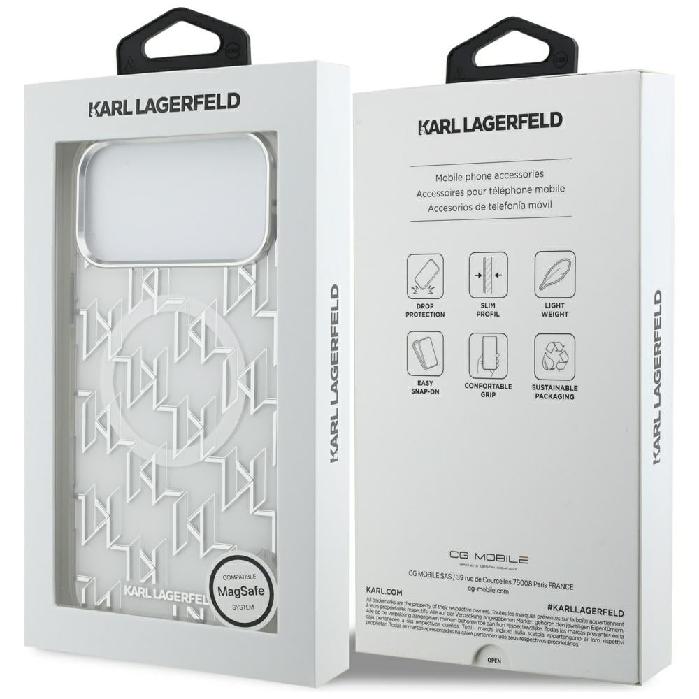 MagSafe-deksel for Apple iPhone 17 Pro Max, Karl Lagerfeld, IML KL Monogram, Hvit