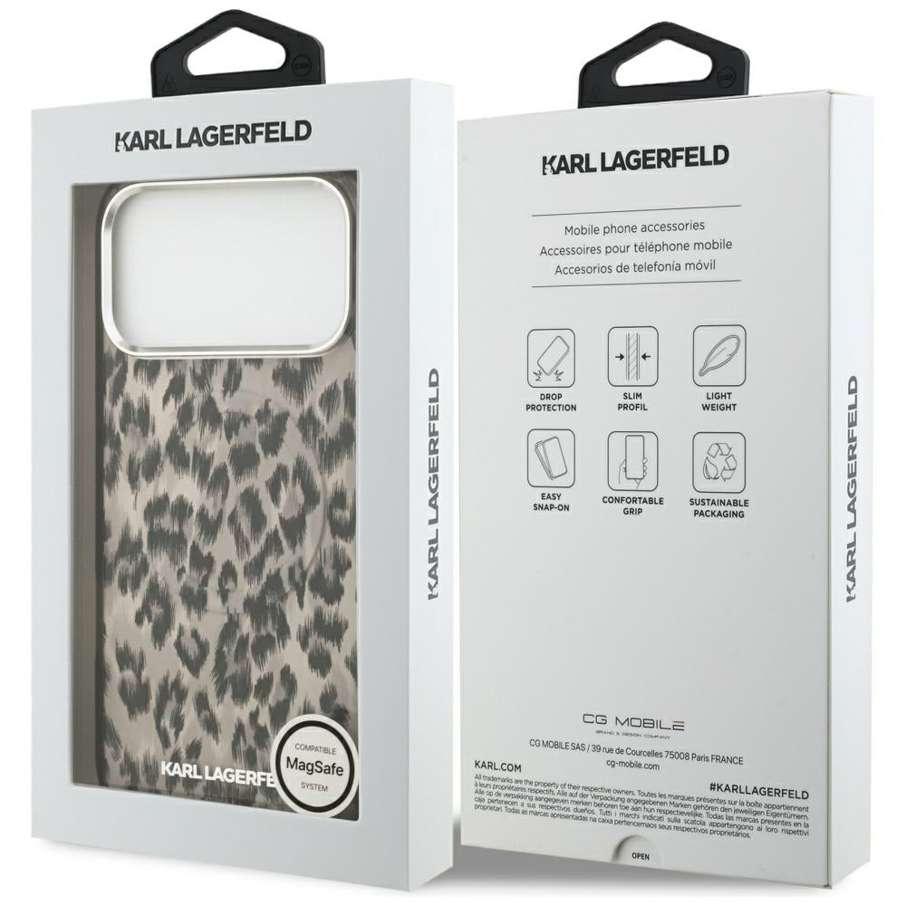 MagSafe-deksel for Apple iPhone 17 Pro Max, Karl Lagerfeld, IML Leopard-mønster, Brun