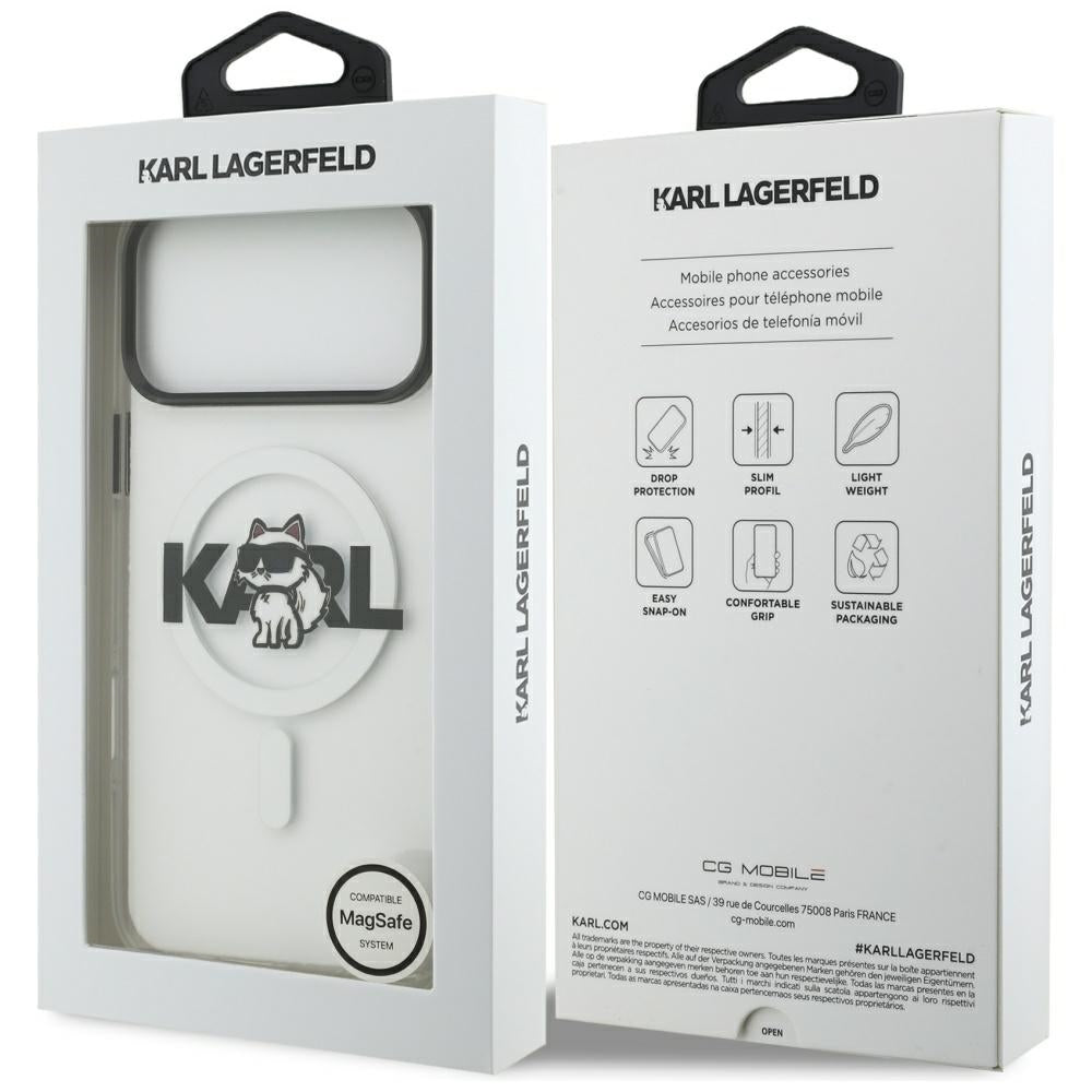 MagSafe-deksel for Apple iPhone 17 Pro Max, Karl Lagerfeld, IML Sketch Logo Choupette, Gjennomsiktig