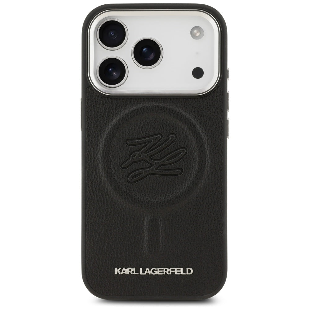 MagSafe-deksel for Apple iPhone 17 Pro Max, Karl Lagerfeld, Initial & Metal Logo, Svart