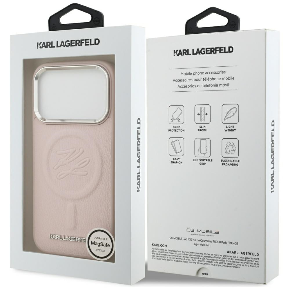 MagSafe-deksel for Apple iPhone 17 Pro Max, Karl Lagerfeld, Initial & Metal Logo, Rosa