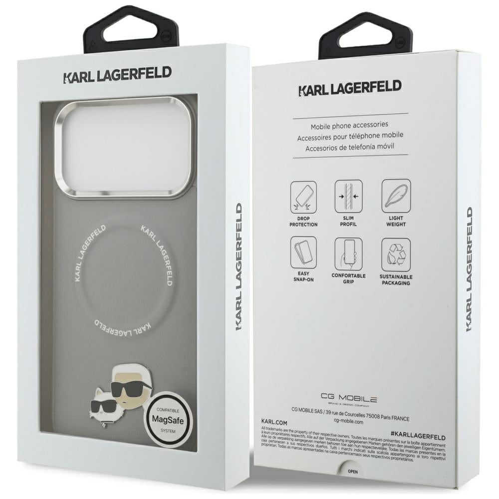 MagSafe-deksel for Apple iPhone 17 Pro Max, Karl Lagerfeld, Karl & Choupette Pins, Grå
