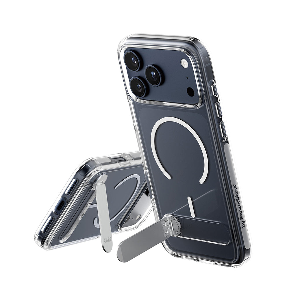 MagSafe-deksel for Apple iPhone 17 Pro Max, PanzerGlass, Care Feature Kickstand, Transparent Hvit