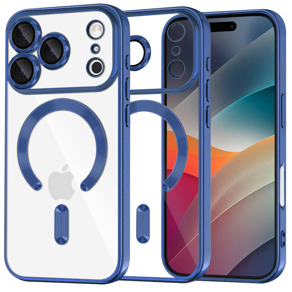 MagSafe-deksel for Apple iPhone 17 Pro Max, Techsuit, Luxury Crystal, Mørkeblå