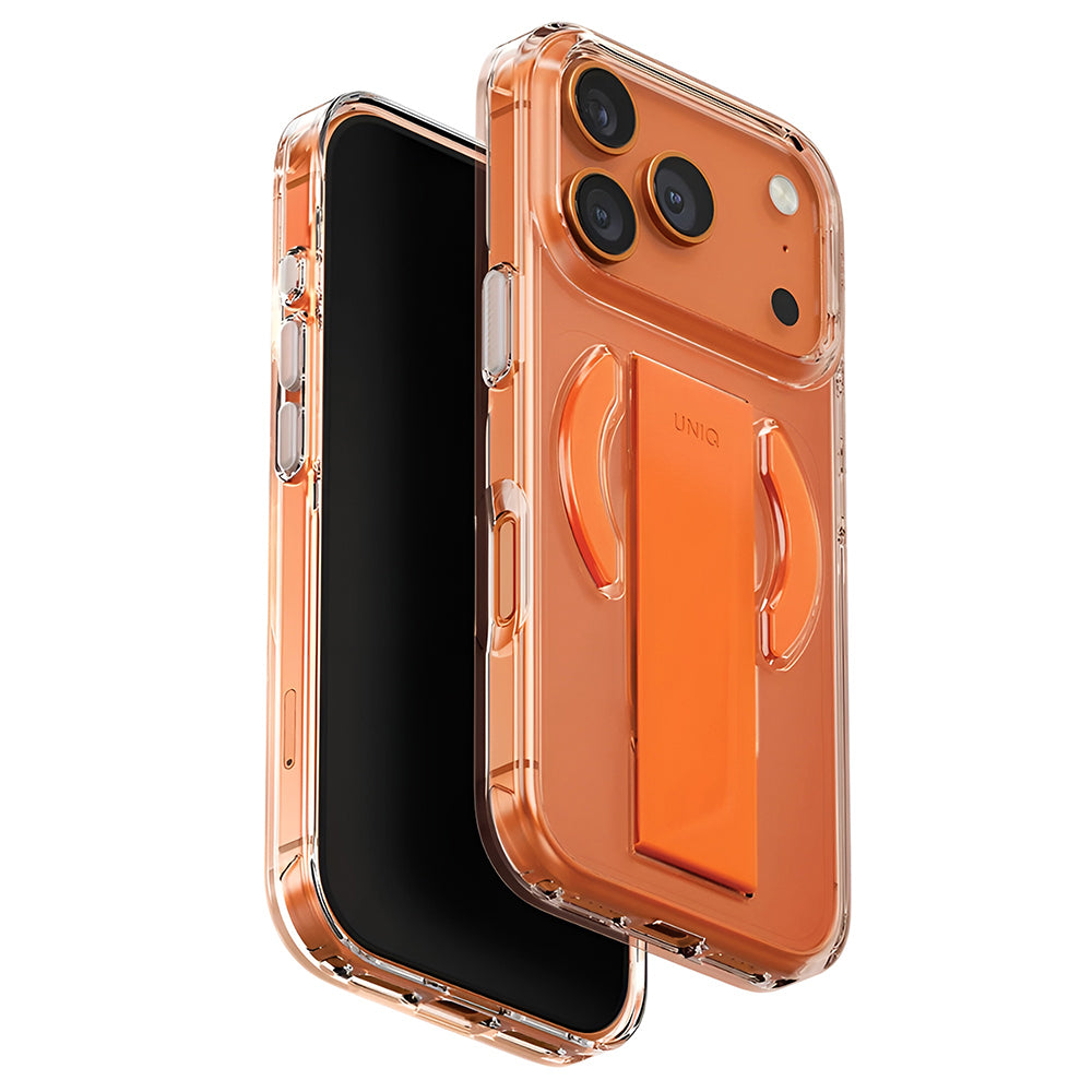 MagSafe-deksel for Apple iPhone 17 Pro Max, UNIQ, Heldro Air MagClick, Oransje Transparent