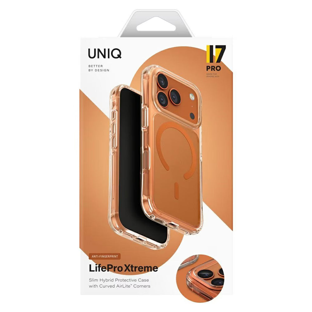 MagSafe-deksel for Apple iPhone 17 Pro Max, UNIQ, LifePro Xtreme MagClick, Oransje