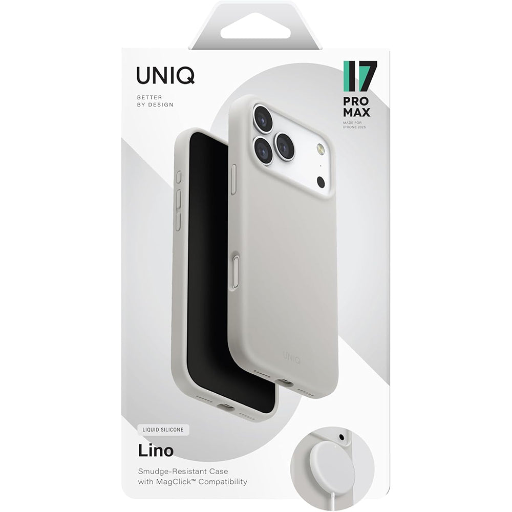 MagSafe-deksel for Apple iPhone 17 Pro Max, UNIQ, Lino MagClick, Grå
