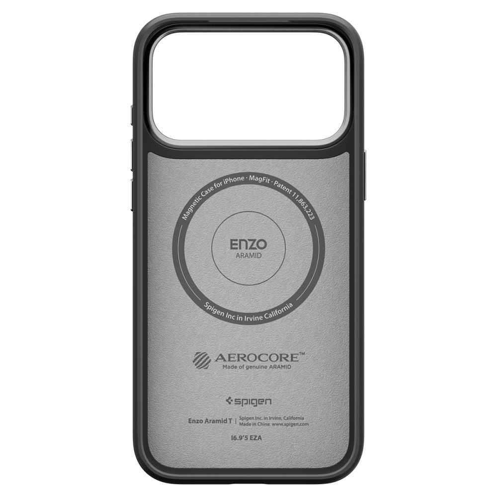 MagSafe-deksel for Apple iPhone 17 Pro, Spigen, Enzo Aramid T, Svart Sølv ACS09958