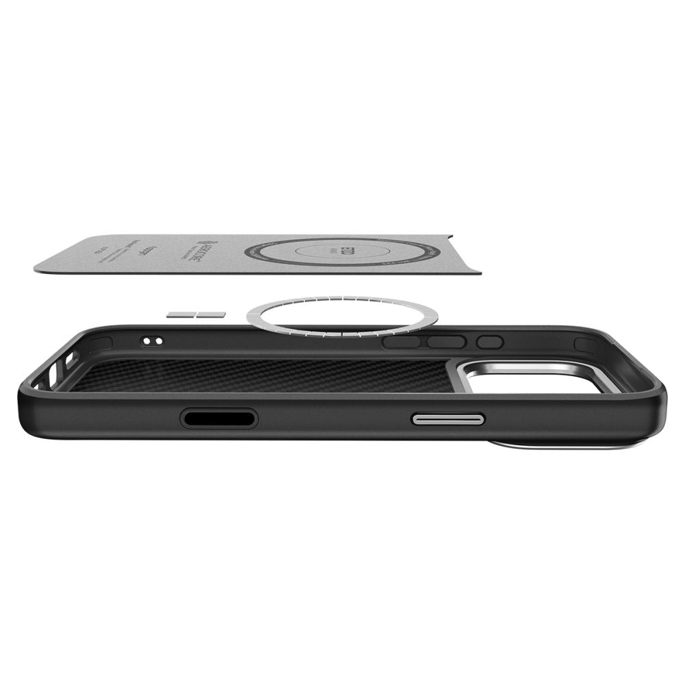 MagSafe-deksel for Apple iPhone 17 Pro, Spigen, Enzo Aramid T, Svart Sølv ACS09958