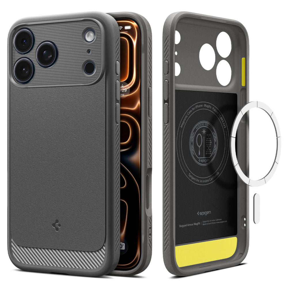 MagSafe-deksel for Apple iPhone 17 Pro, Spigen, Rugged Armor, Grå ACS10330