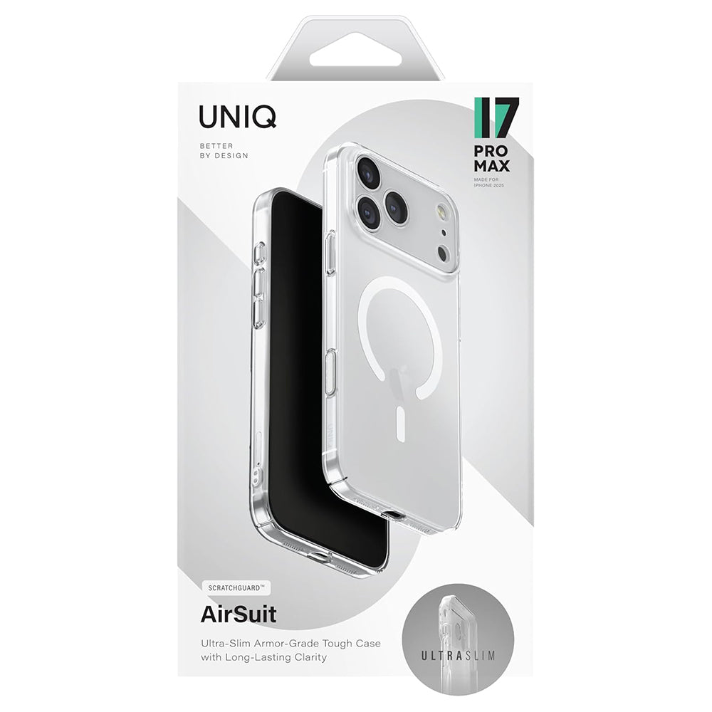 MagSafe-deksel for Apple iPhone 17 Pro, UNIQ, AirSuit MagClick, Gjennomsiktig