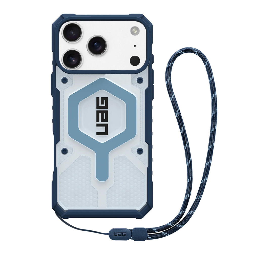 MagSafe-deksel for Apple iPhone 17 Pro, Urban Armor Gear, Pathfinder Clear with Lanyard, Blå
