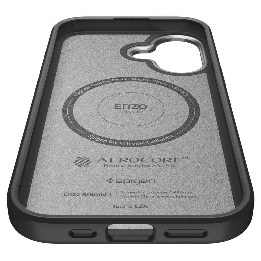 MagSafe-deksel for Apple iPhone 17, Spigen, Enzo Aramid T, Svart Sølv ACS09989