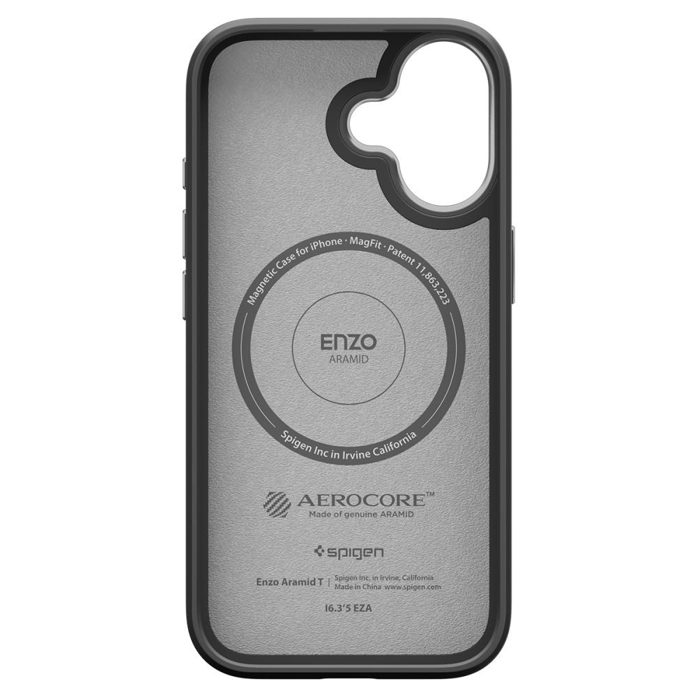 MagSafe-deksel for Apple iPhone 17, Spigen, Enzo Aramid T, Svart Sølv ACS09989