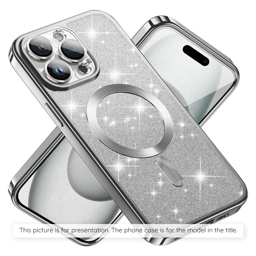 MagSafe-deksel for Apple iPhone 17, Techsuit, Luxury Glitter, Sølv
