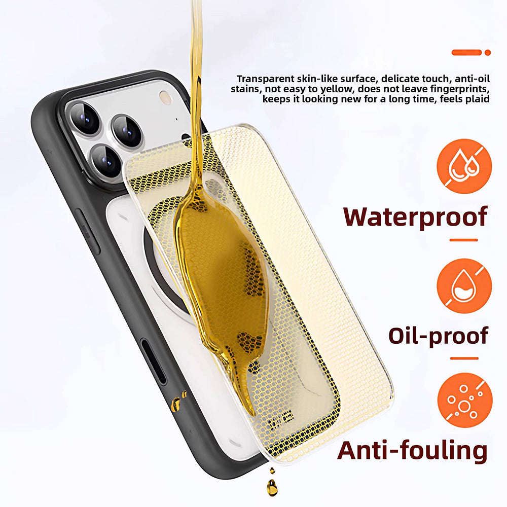 MagSafe-deksel til Apple iPhone 18 Pro / 17 Pro, Blueo, varmeavledende stativ, satengoransje transparent