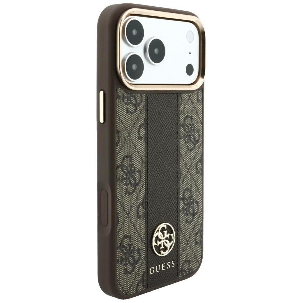 MagSafe-deksel for Apple iPhone 18 Pro / 17 Pro, Guess, 4G Stripe Round Classic Logo, Brun
