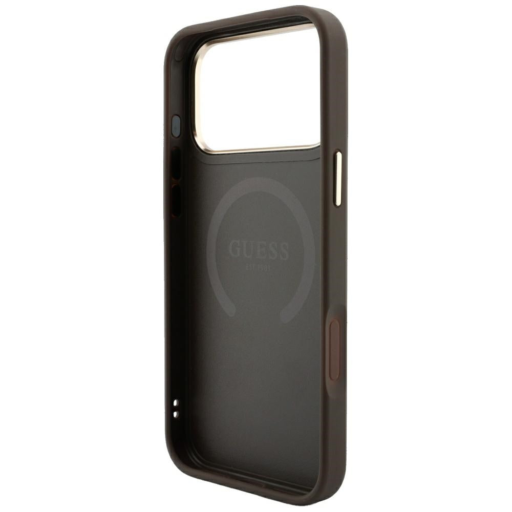MagSafe-deksel for Apple iPhone 18 Pro / 17 Pro, Guess, 4G Stripe Round Classic Logo, Brun