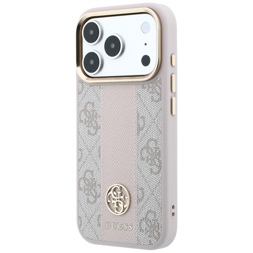 MagSafe-deksel for Apple iPhone 18 Pro / 17 Pro, Guess, 4G Stripe Round Classic Logo, Rosa