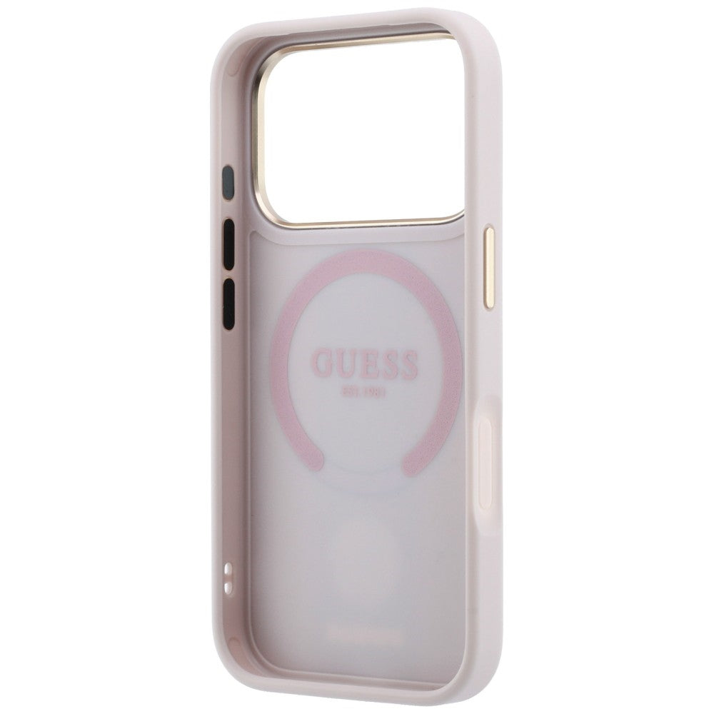 MagSafe-deksel for Apple iPhone 18 Pro / 17 Pro, Guess, 4G Stripe Round Classic Logo, Rosa