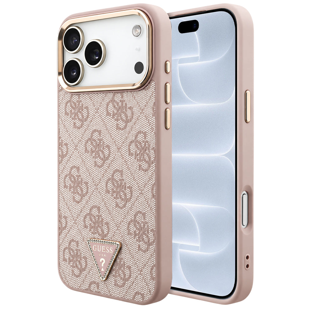 MagSafe-deksel for Apple iPhone 18 Pro / 17 Pro, Guess, 4G Triangle Logo, Rosa Gull