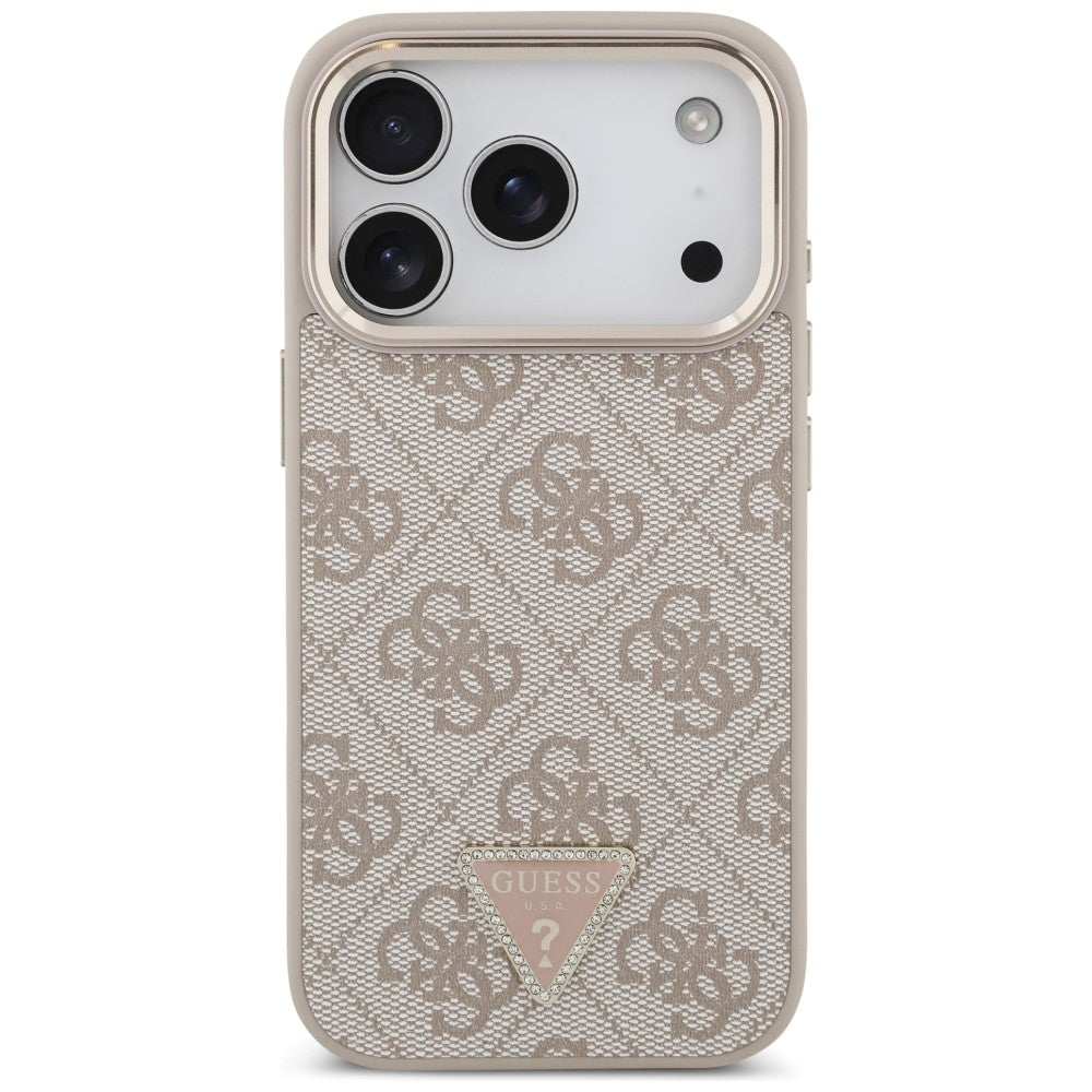 MagSafe-deksel for Apple iPhone 18 Pro / 17 Pro, Guess, 4G Triangle Logo, Rosa Gull