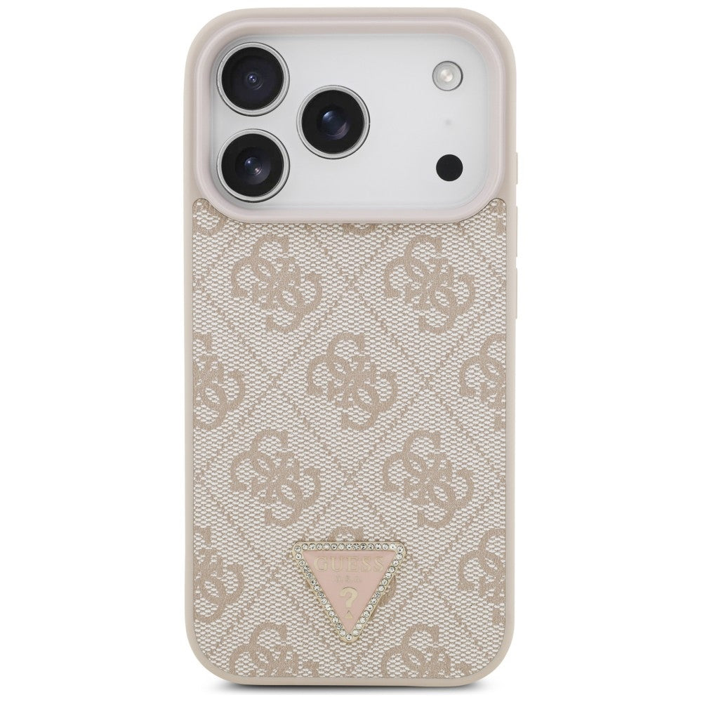MagSafe-deksel for Apple iPhone 18 Pro / 17 Pro, Guess, 4G Triangle Strass, Rosa