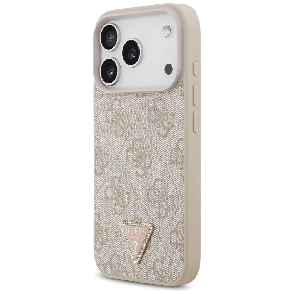 MagSafe-deksel for Apple iPhone 18 Pro / 17 Pro, Guess, 4G Triangle Strass, Rosa