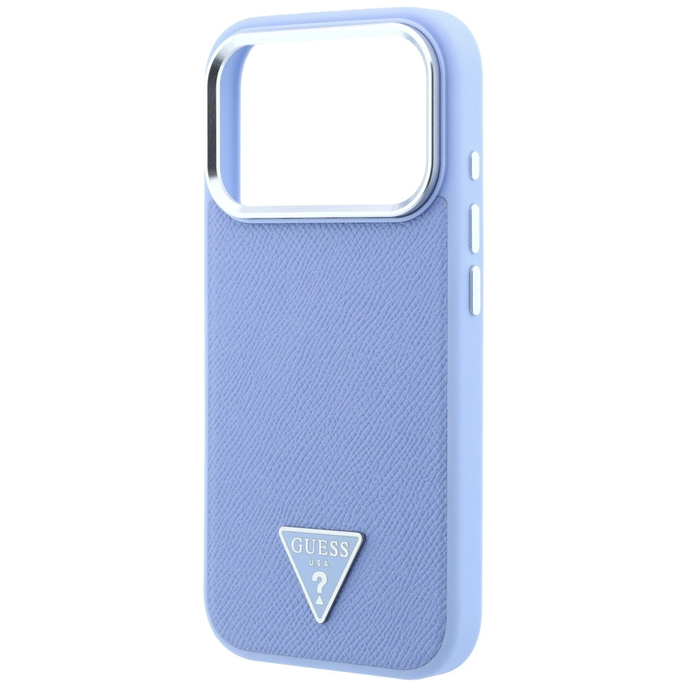 MagSafe-deksel for Apple iPhone 18 Pro / 17 Pro, Guess, Grained Triangle Logo, Bleu