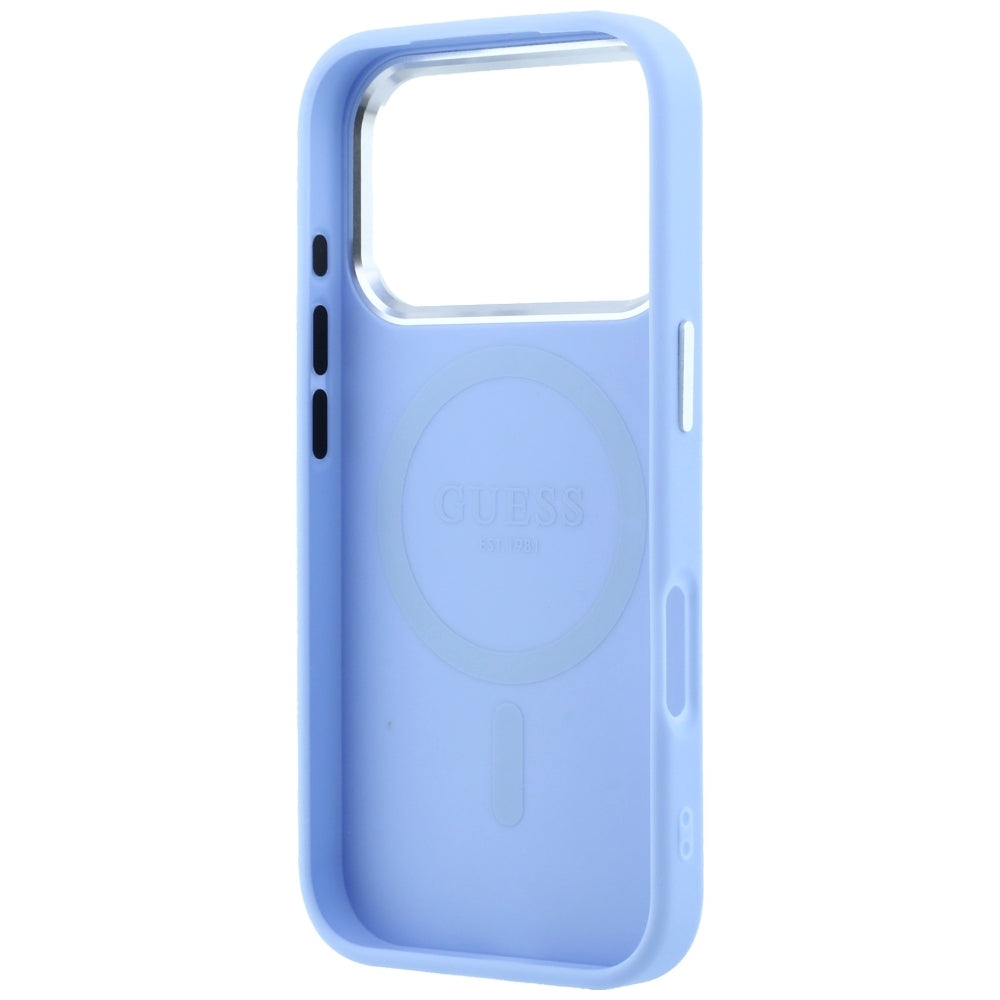 MagSafe-deksel for Apple iPhone 18 Pro / 17 Pro, Guess, Grained Triangle Logo, Bleu