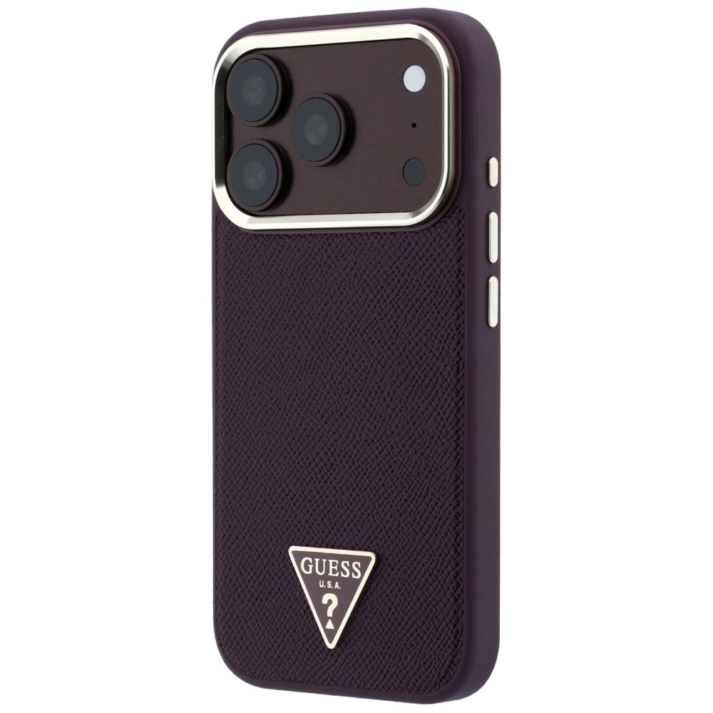 MagSafe-deksel for Apple iPhone 18 Pro / 17 Pro, Guess, Kornet trekantlogo, Burgunder