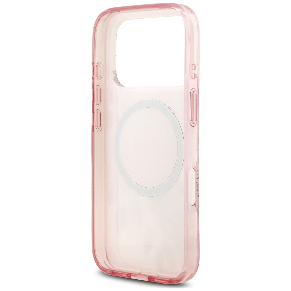 MagSafe-deksel til Apple iPhone 18 Pro / 17 Pro, Guess, IML Flower & Tonal Circle, rosa
