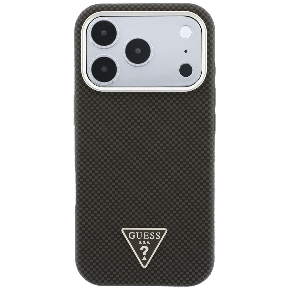 MagSafe-deksel for Apple iPhone 18 Pro / 17 Pro, Guess, Kevlar Triangle Logo, Brun