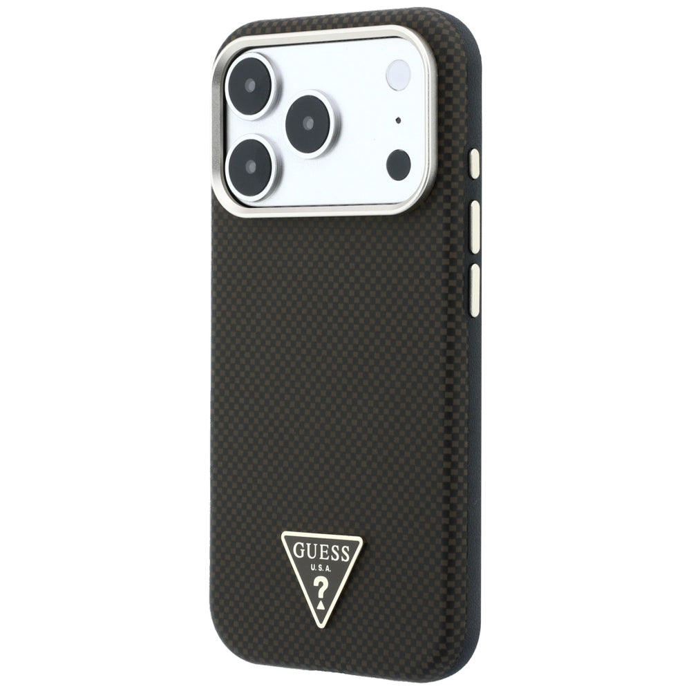 MagSafe-deksel for Apple iPhone 18 Pro / 17 Pro, Guess, Kevlar Triangle Logo, Brun