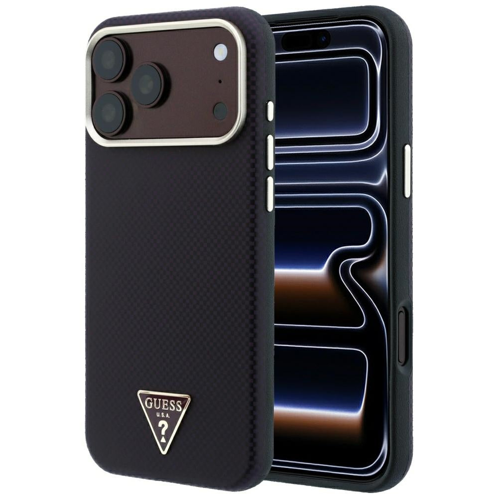 MagSafe-deksel for Apple iPhone 18 Pro / 17 Pro, Guess, Kevlar Triangle Logo, Burgunder