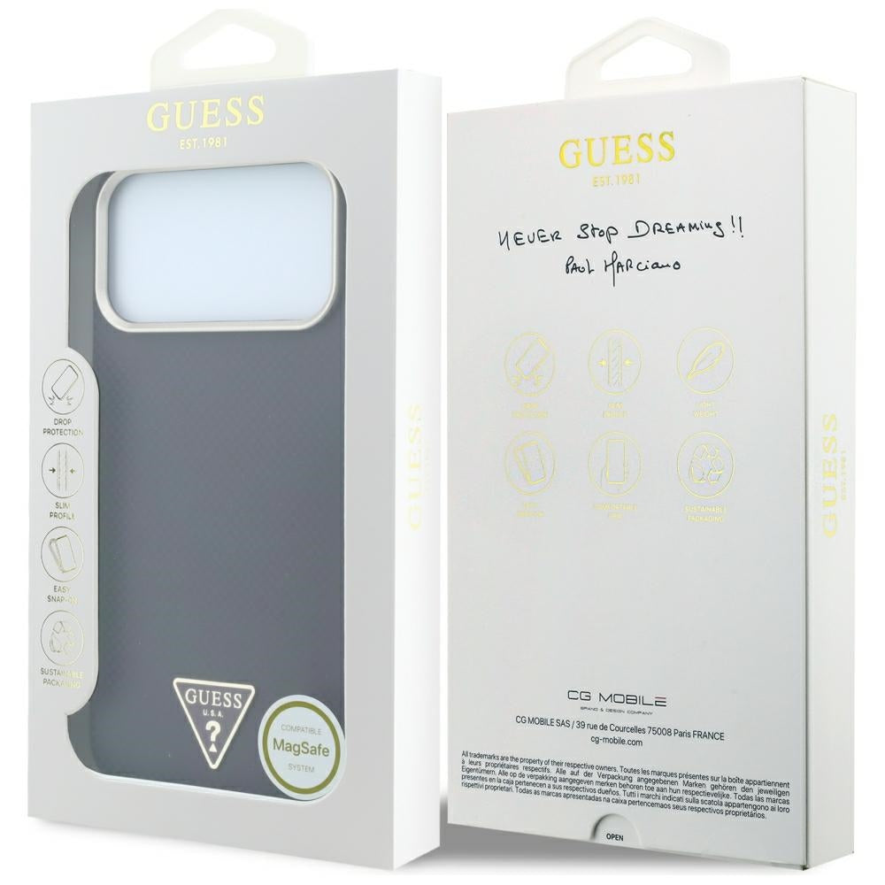 MagSafe-deksel for Apple iPhone 18 Pro / 17 Pro, Guess, Kevlar Triangle Logo, Burgunder