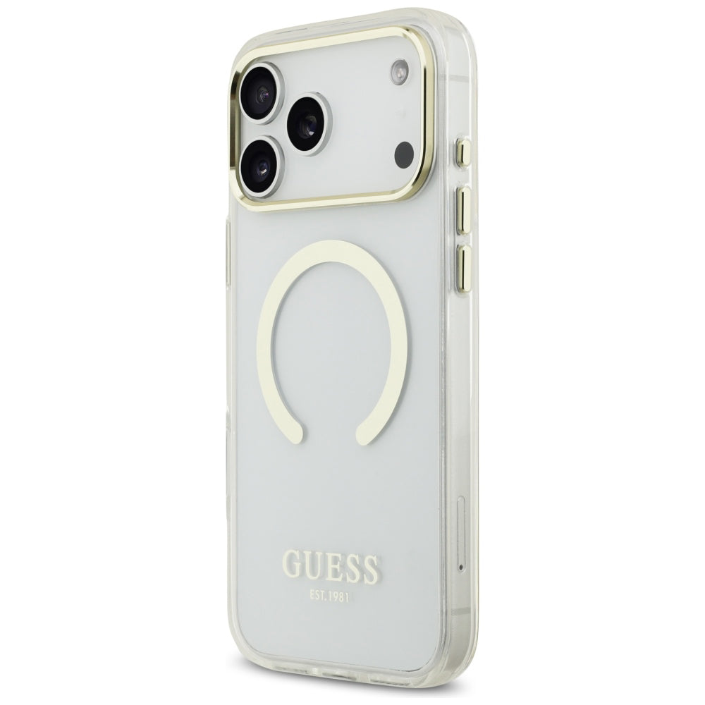 MagSafe-deksel for Apple iPhone 18 Pro / 17 Pro, Guess, Metal Outline, Gullfarget