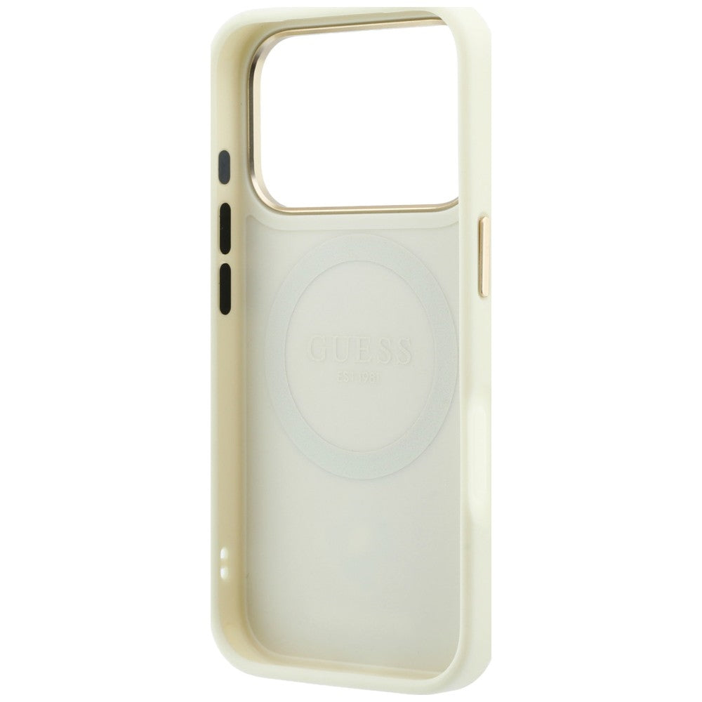 MagSafe-deksel for Apple iPhone 18 Pro / 17 Pro, Guess, Peony 4G Small Logo, Beige