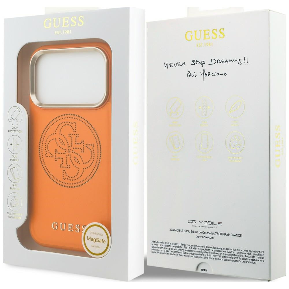 MagSafe-deksel for Apple iPhone 18 Pro / 17 Pro, Guess, Perforert 4G, Oransje
