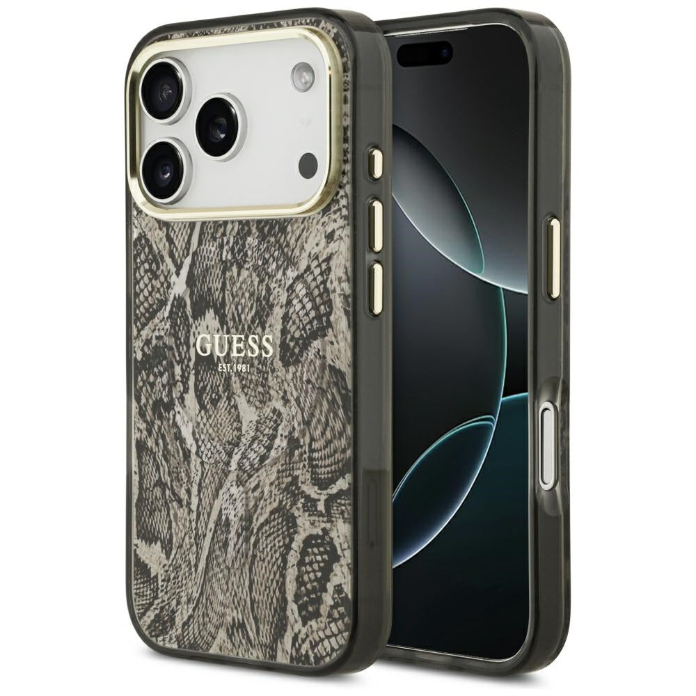 MagSafe-deksel for Apple iPhone 18 Pro / 17 Pro, Guess, Python-mønster, Brun