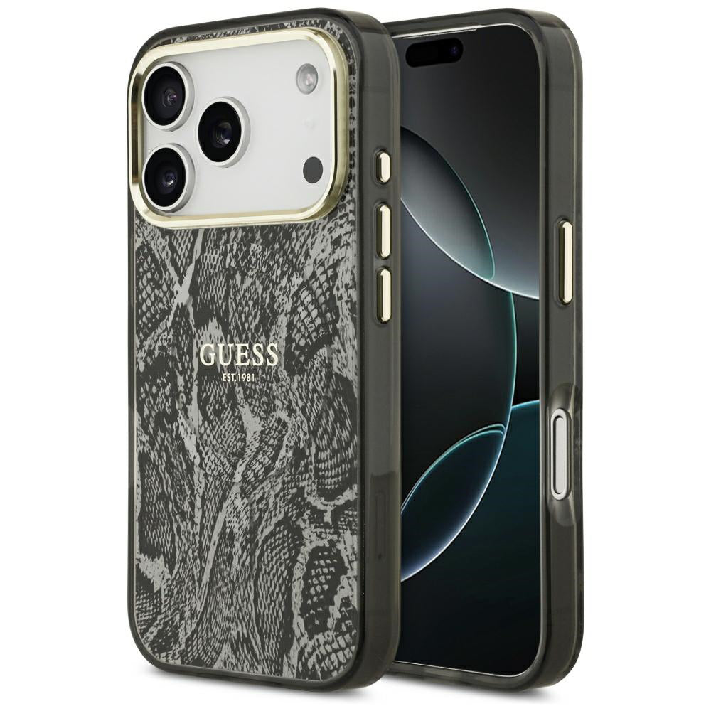 MagSafe-deksel for Apple iPhone 18 Pro / 17 Pro, Guess, Python-mønster, svart