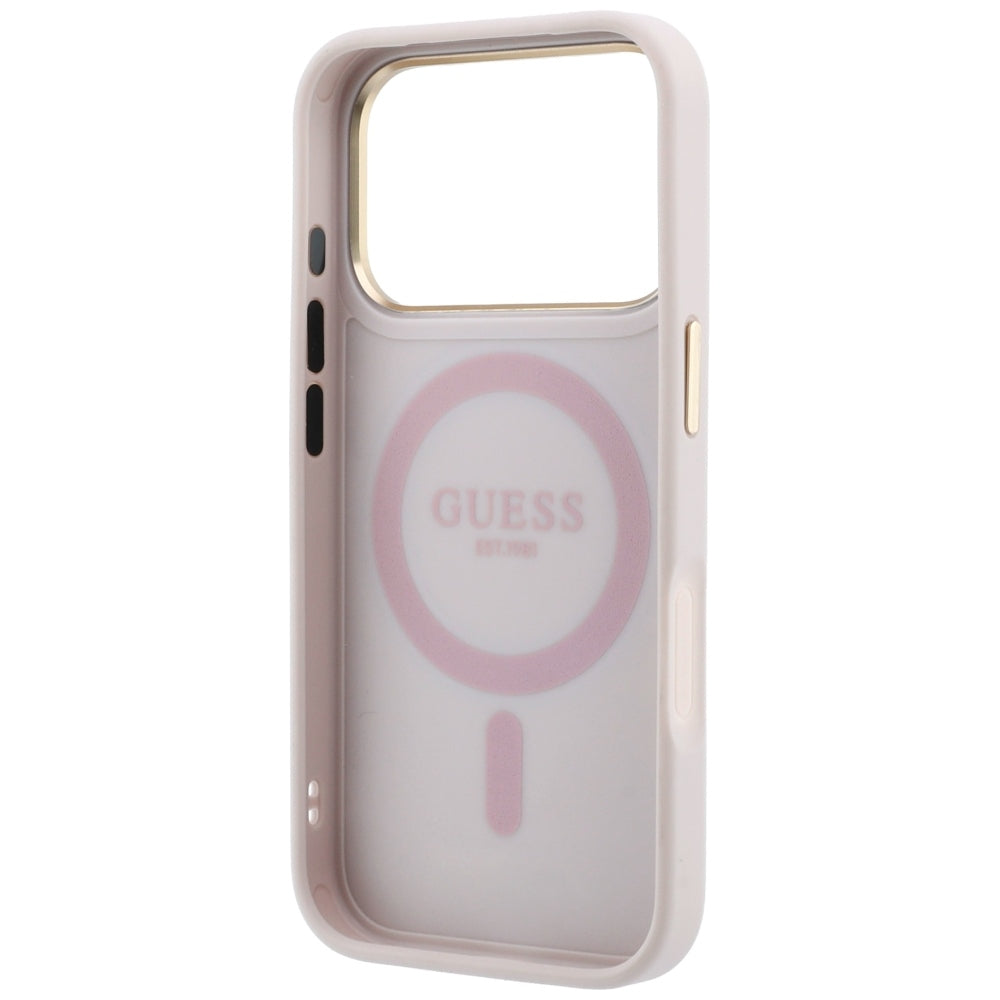 MagSafe-deksel for Apple iPhone 18 Pro / 17 Pro, Guess, Ring Stand 360 4G Classic Logo, Rosa