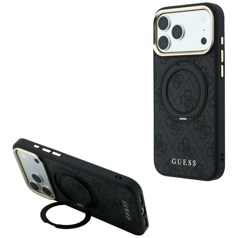 MagSafe-deksel for Apple iPhone 18 Pro / 17 Pro, Guess, Ring Stand Classic Logo, Svart