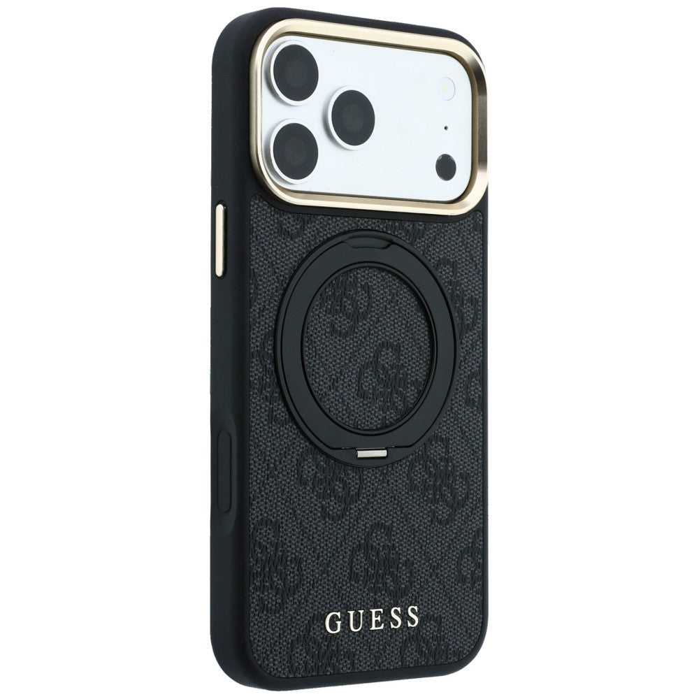 MagSafe-deksel for Apple iPhone 18 Pro / 17 Pro, Guess, Ring Stand Classic Logo, Svart