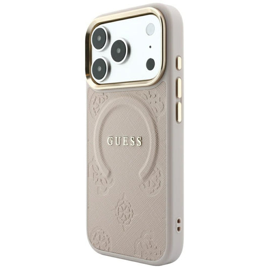 MagSafe-deksel for Apple iPhone 18 Pro / 17 Pro, Guess, Saffiano Peony Ring, Rosa